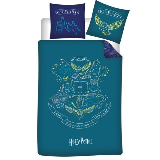 Harry Potter Bettwäsche-Set Decke & Kissenbezug 140x200 + 63x63 cm aus Microfaser