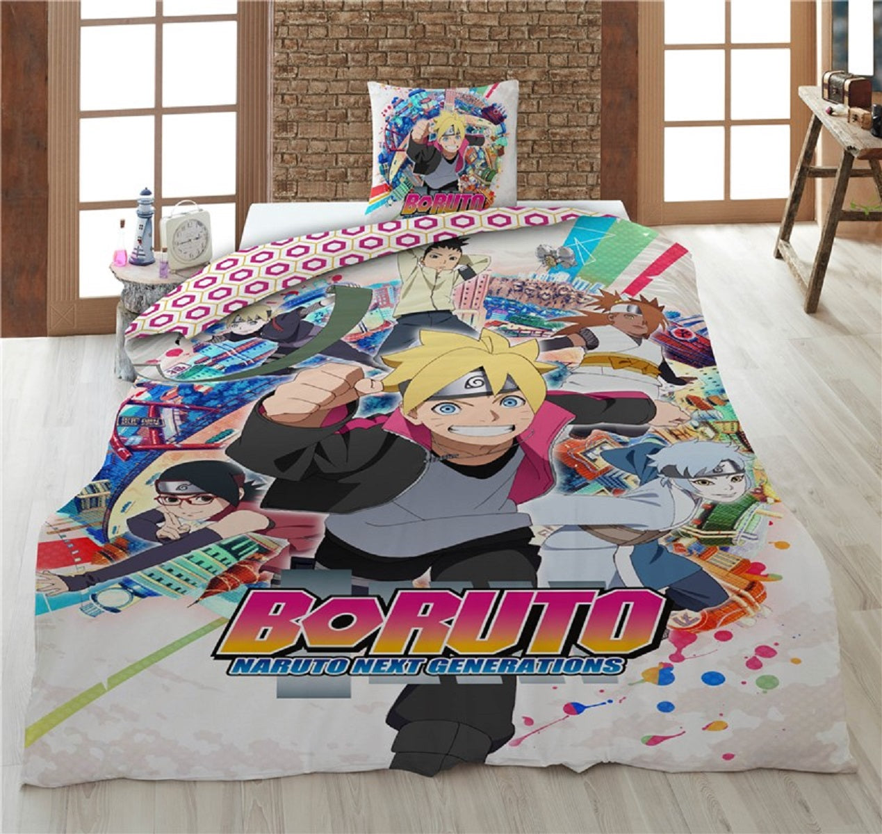 Boruto Bettwäsche-Set 140x200 cm – Bettbezug und Kissenbezug aus 100% Polyester