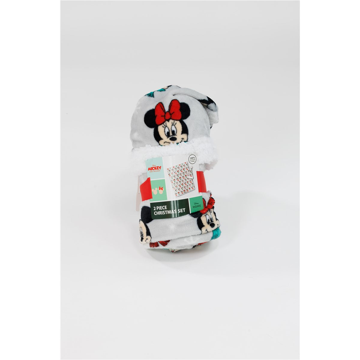Disney Mickey Mouse 100x140 cm Weihnachtsset Kuscheldecke mit Weihnachtsmütze
