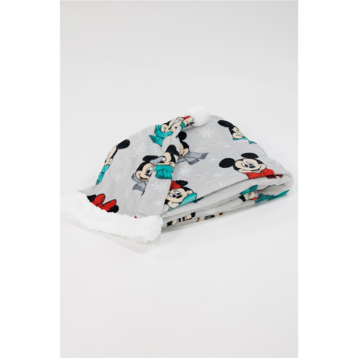 Disney Mickey Mouse 100x140 cm Weihnachtsset Kuscheldecke mit Weihnachtsmütze