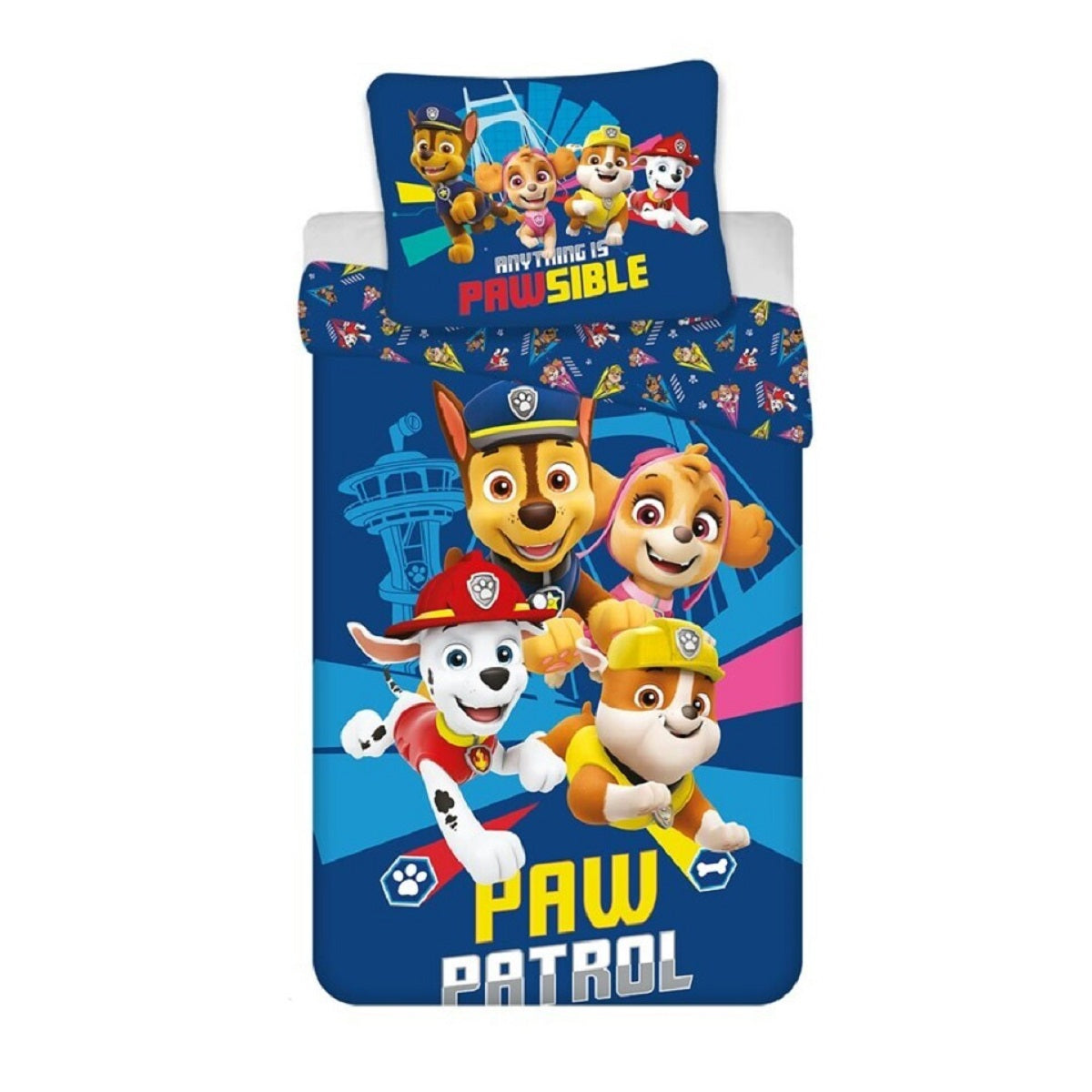 PAW Patrol Bettwäsche-Set Poly-Baumwolle 140x200 cm Bettbezug + 65x65 cm Kissenbezug