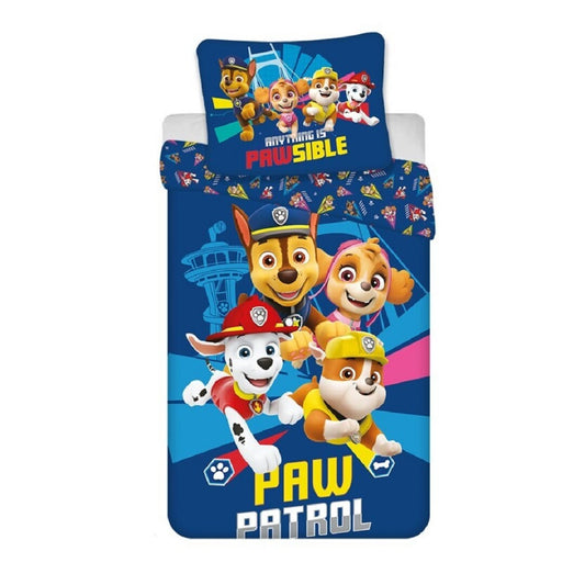 PAW Patrol Bettwäsche-Set Poly-Baumwolle 140x200 cm Bettbezug + 65x65 cm Kissenbezug