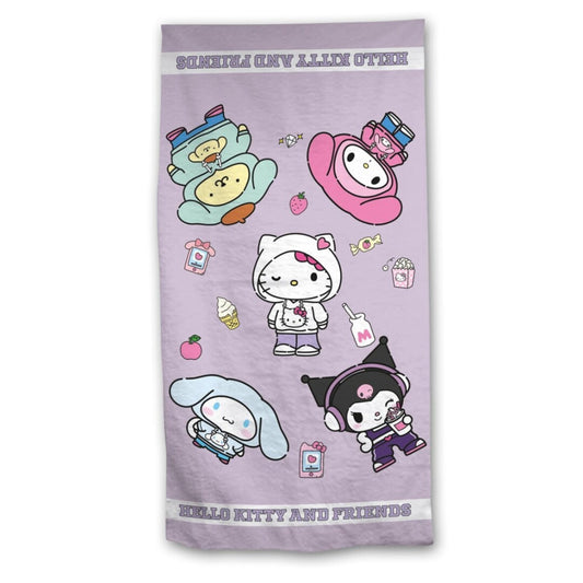 Hello Kitty & Frienfs Badehandtuch Strandtuch 70x140 cm aus Baumwolle – saugfähig & weich