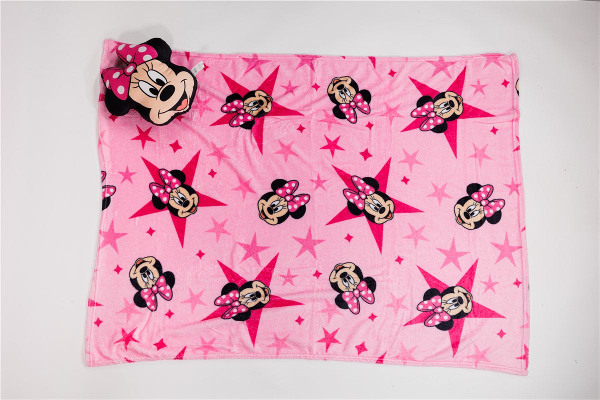 Disney Minnie Mouse Kinder Kuschelset mit Kissen und Decke 100 × 140 cm für Schlafzimmer und Sofa