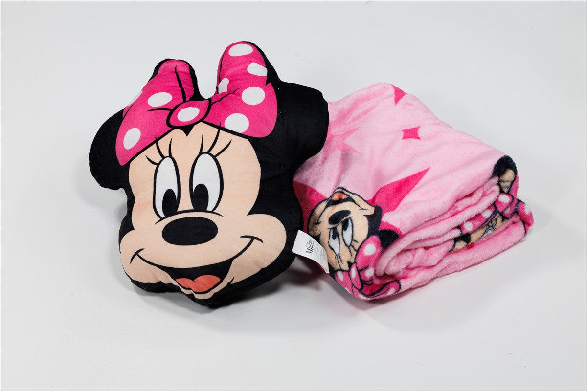 Disney Minnie Mouse Kinder Kuschelset mit Kissen und Decke 100 × 140 cm für Schlafzimmer und Sofa