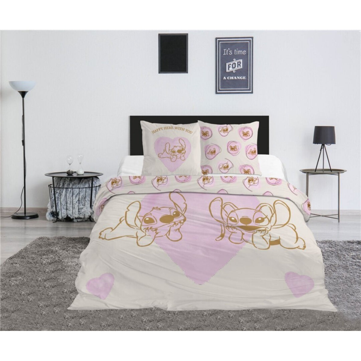 Disney Stitch Bettwäsche Set 240 × 220 cm + 65x65 cm mit zwei Kissenbezügen