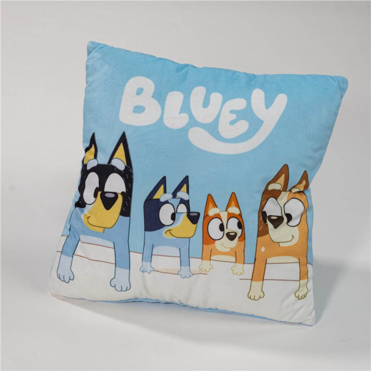 Bluey Kissen 1-Stück Velboa 35x35 cm mit Tasche Rückseite Kinderkissen