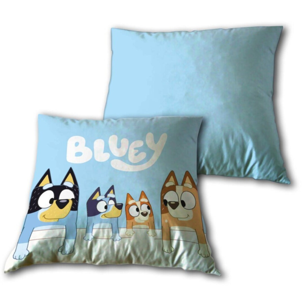 Bluey Kissen 1-Stück Velboa 35x35 cm mit Tasche Rückseite Kinderkissen