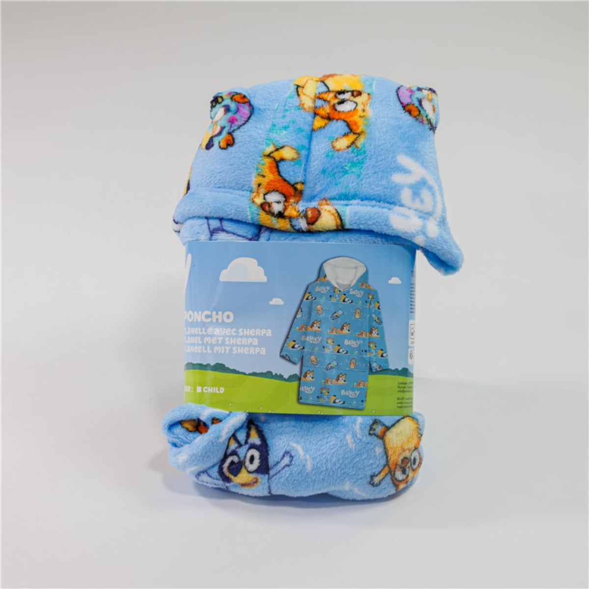 Bluey Sweat Poncho Kinder 7-14 Jahre Kapuzenponcho Kuschel Fleece