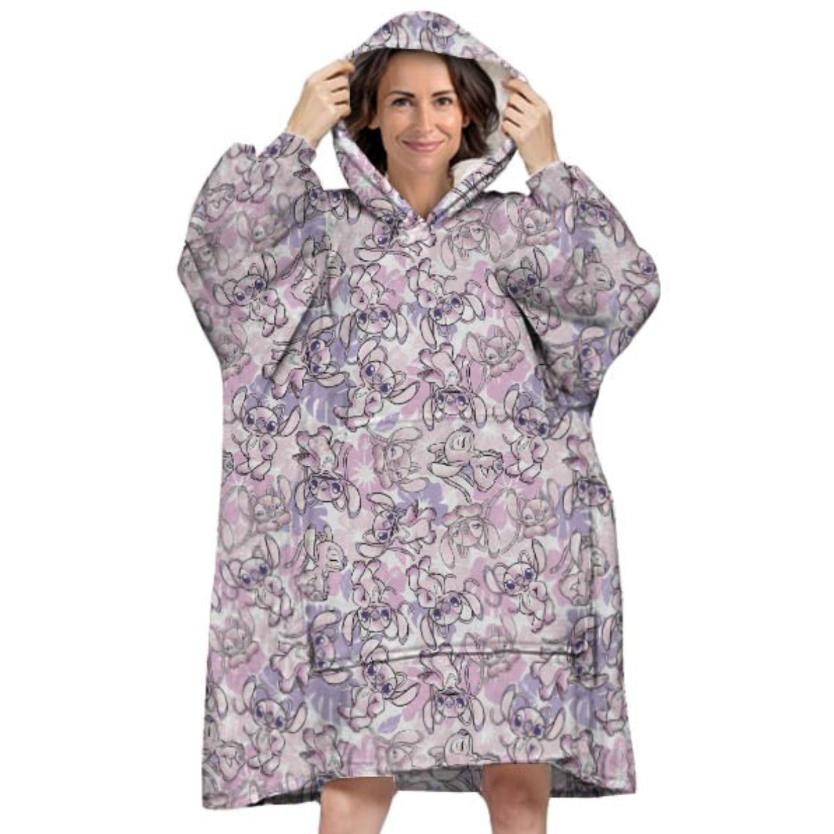Disney Stitch Kuschelponcho Erwachsene Fleece Hoodie mit Kapuze