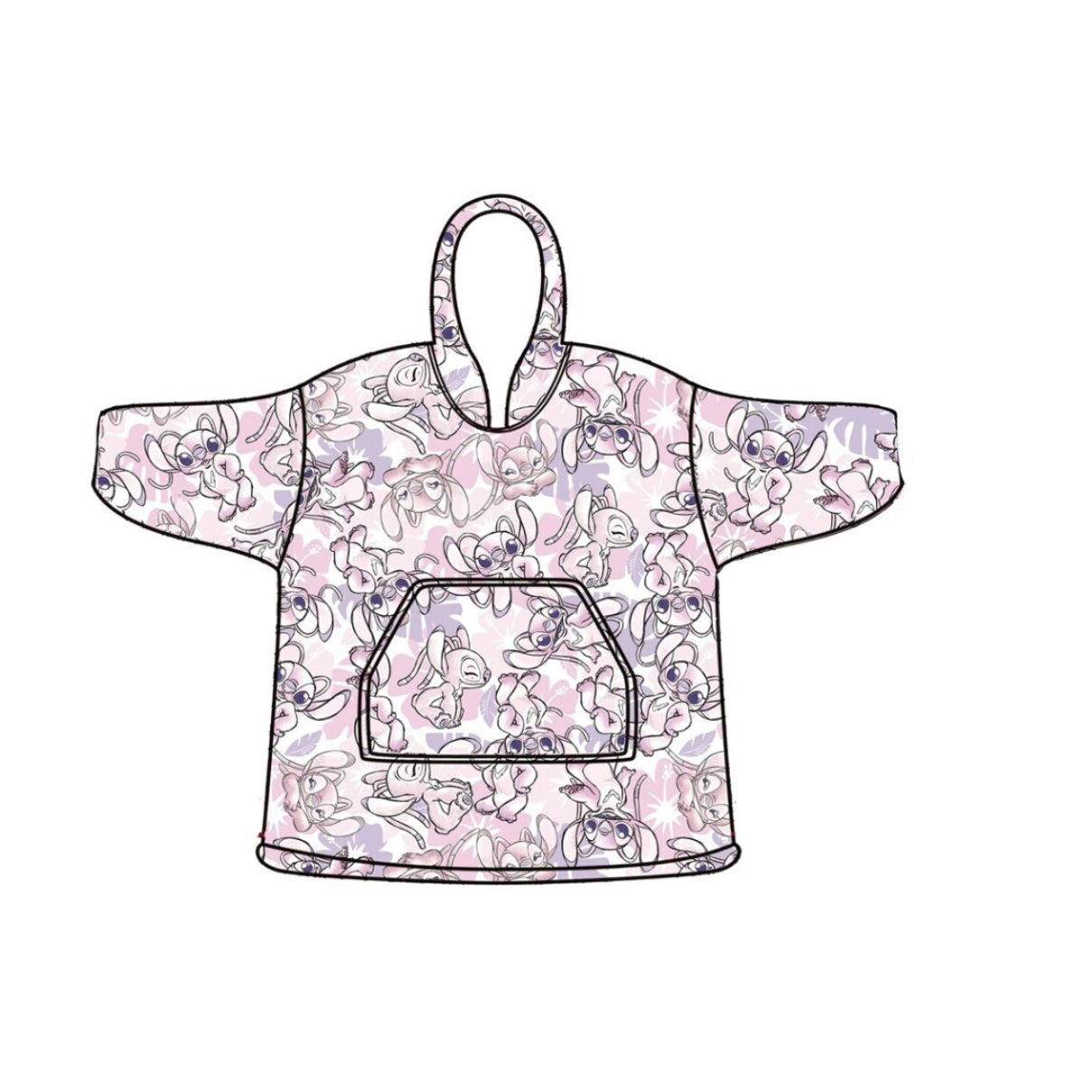 Disney Stitch Kuschelponcho Erwachsene Fleece Hoodie mit Kapuze
