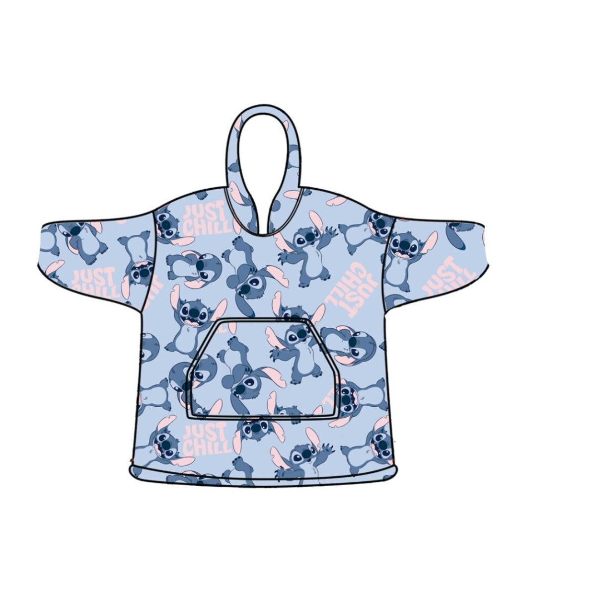 Disney Stitch Sweat Poncho Kinder 7-14 Jahre Kapuzenponcho Kuschel Fleece
