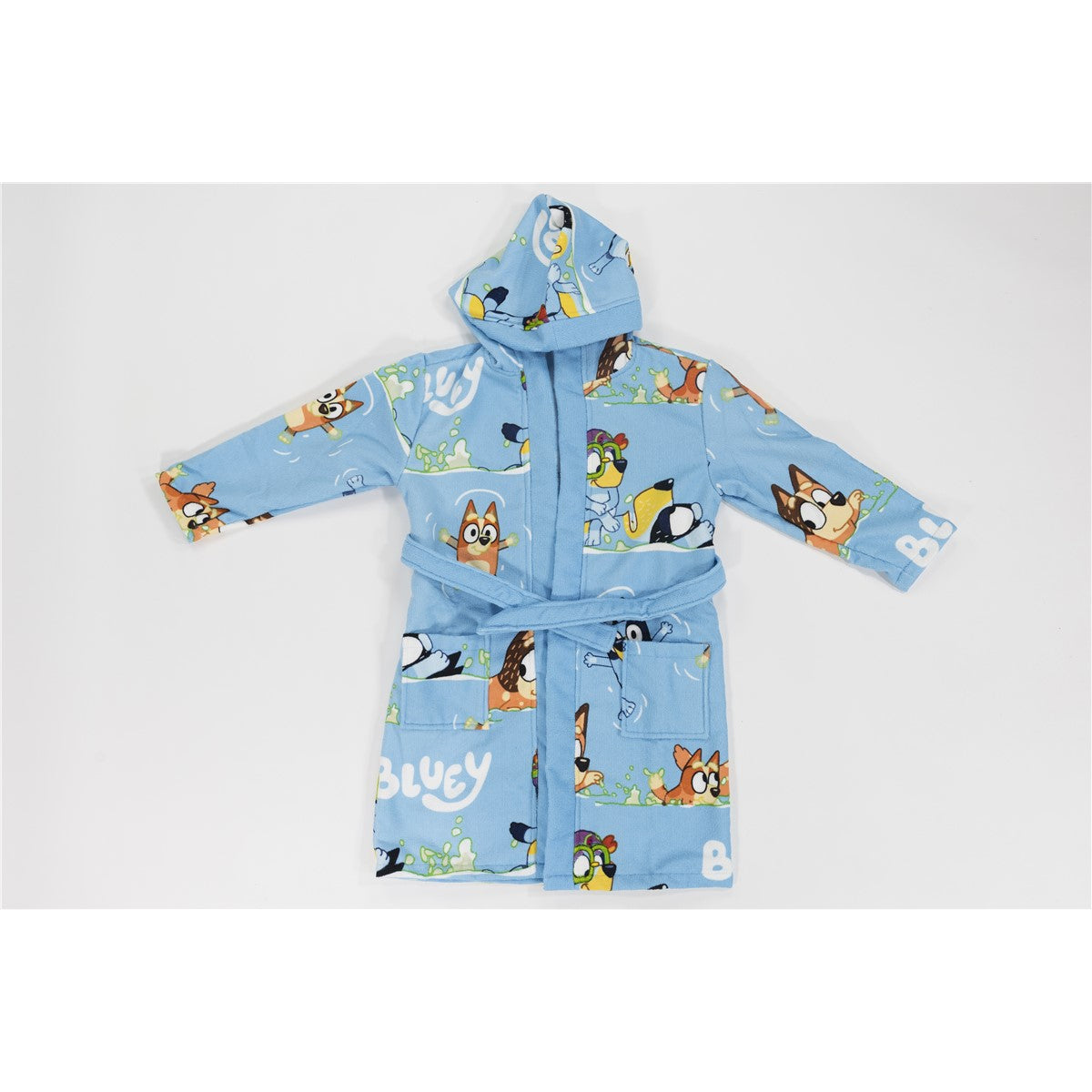 Bluey Kinder Badeset 3 teilig mit Bademantel Waschhandschuh und Handtuch 50 x 100 cm