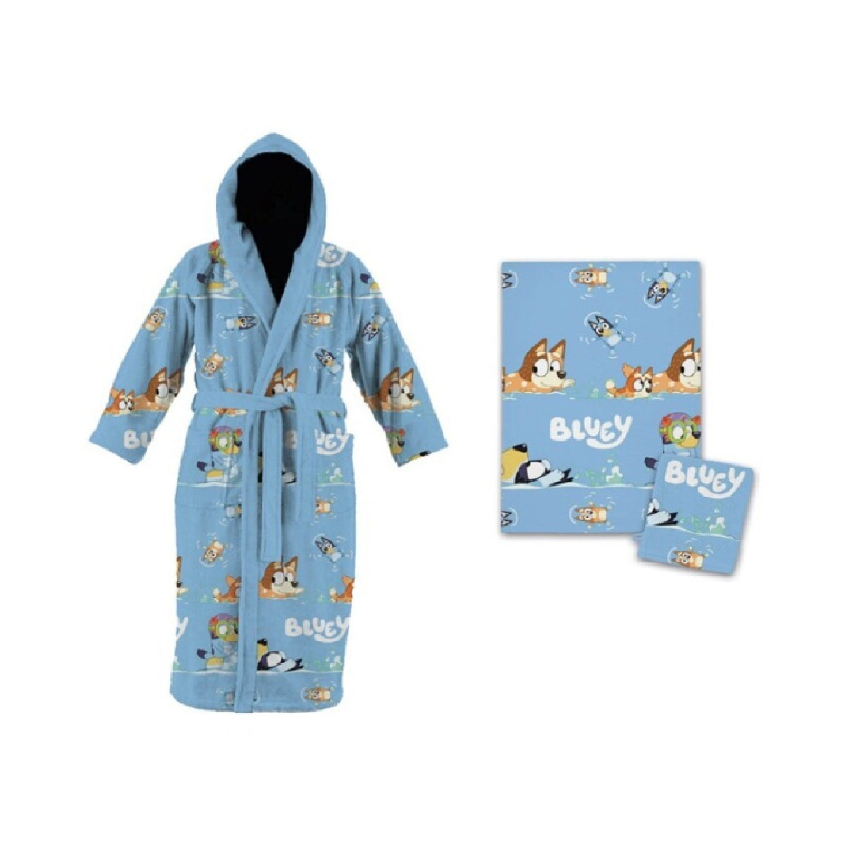 Bluey Bade Set für Kinder Bademantel Handtuch und Waschhandschuh