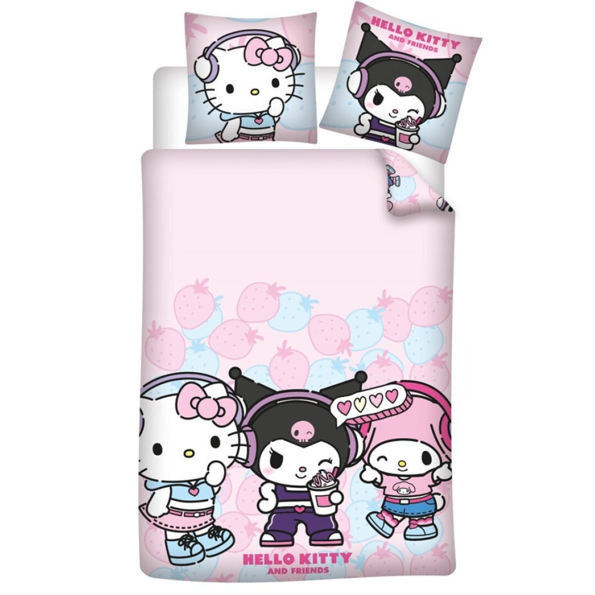 Hello Kitty Bettwäsche Set 140 × 200 cm mit Kissenbezug 65x65 cm