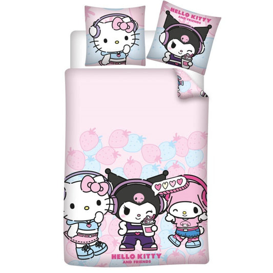 Hello Kitty Bettwäsche Set 140 × 200 cm mit Kissenbezug 65x65 cm