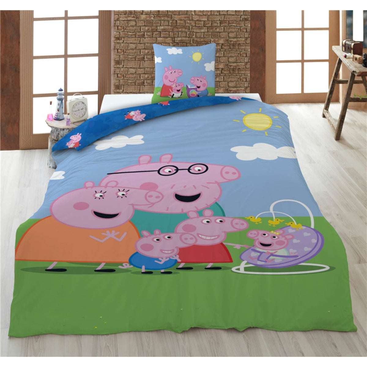 Peppa Pig Bettwäsche Set 140 × 200 cm mit Kissenbezug 65x65 cm