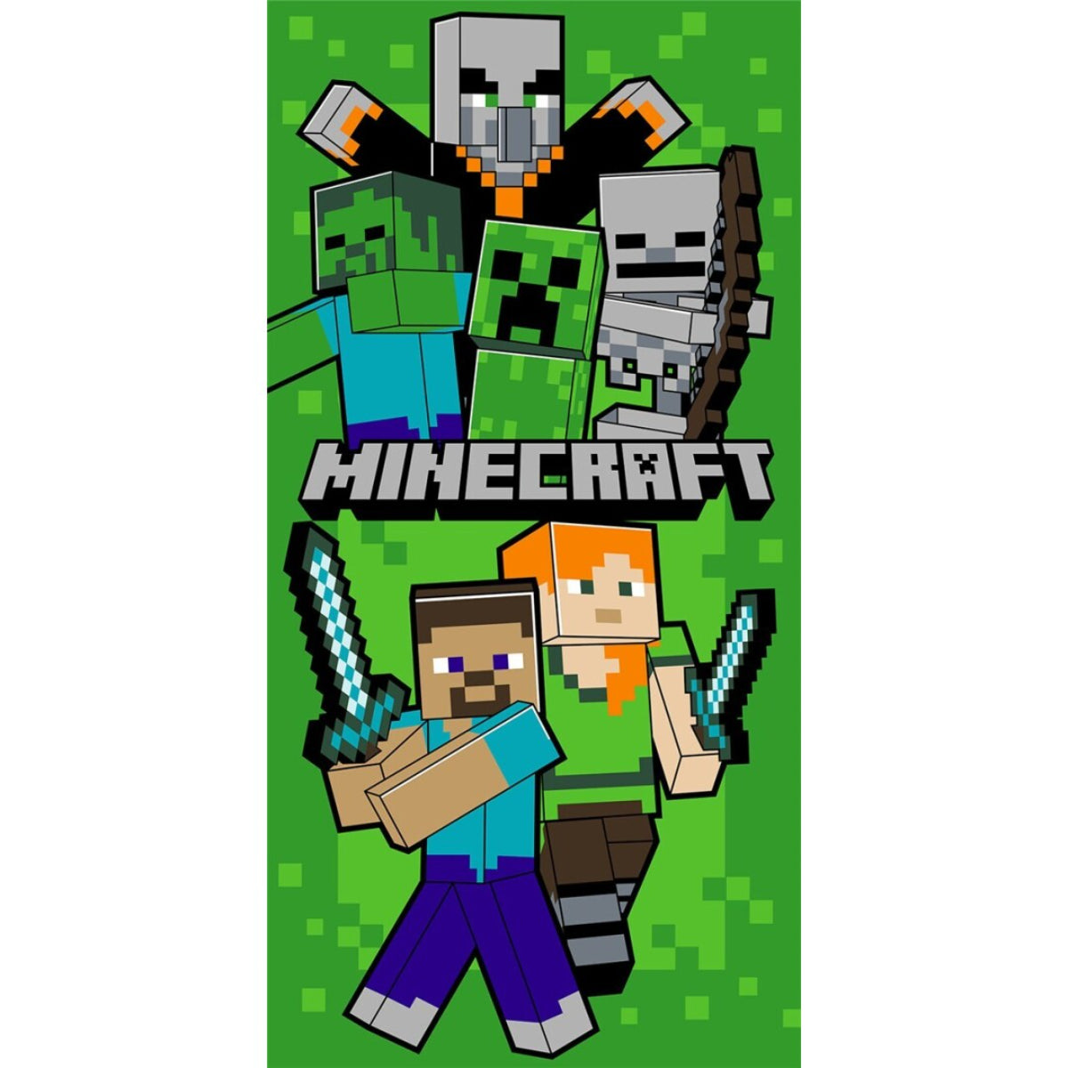 Minecraft Strandtuch 70 × 140 cm leicht und schnelltrocknend