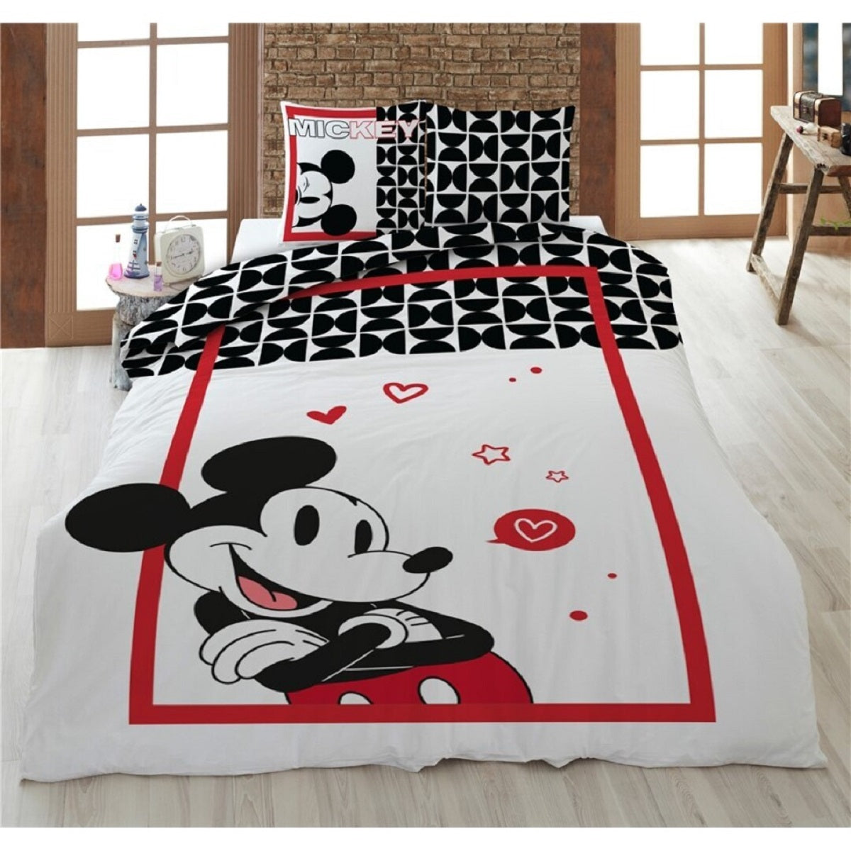 Disney Mickey Mouse Bettwäsche Set 135x200 cm Baumwolle Kinder Mädchen