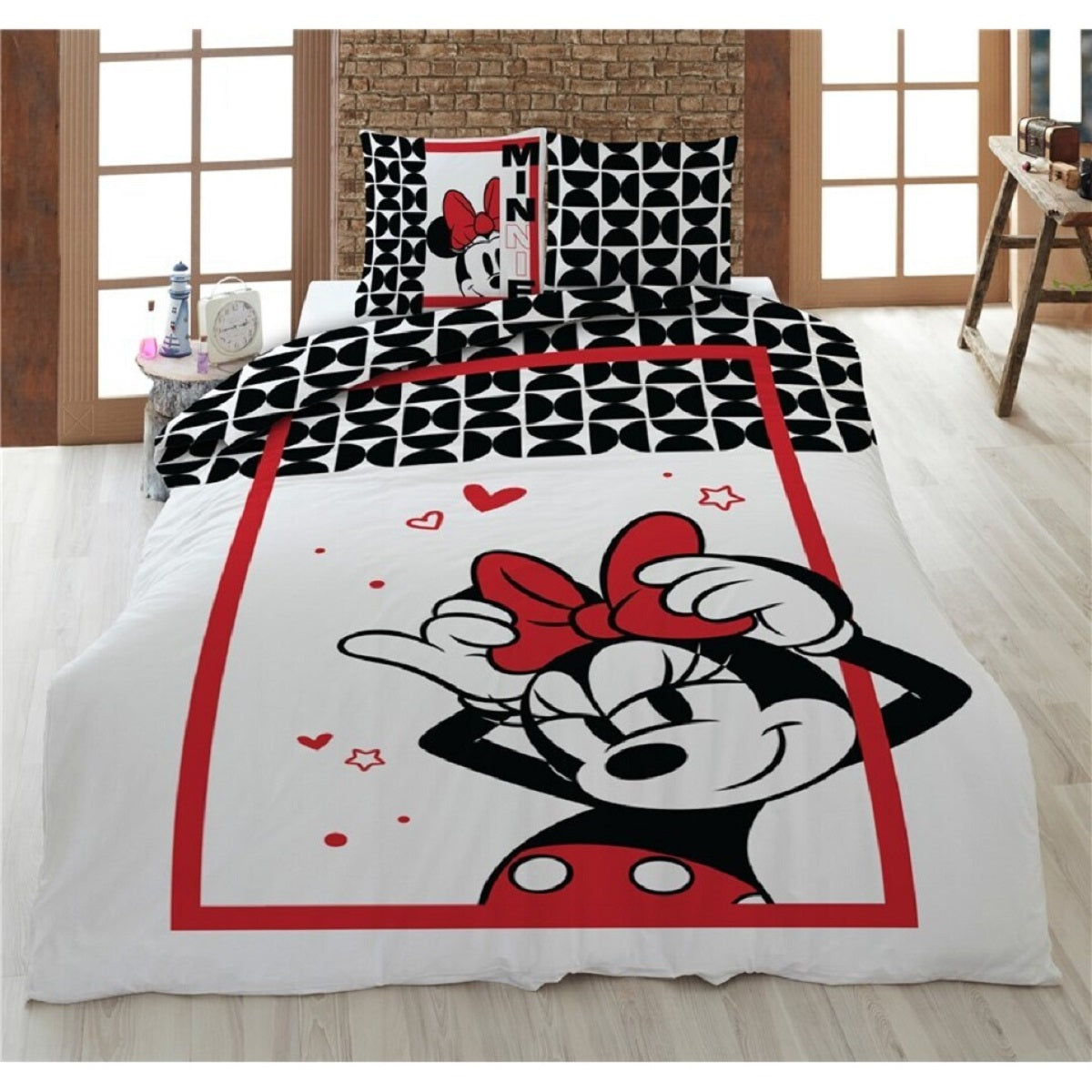 Disney Minnie Mouse Bettwäsche Set 135x200 cm Baumwolle Kinder Mädchen
