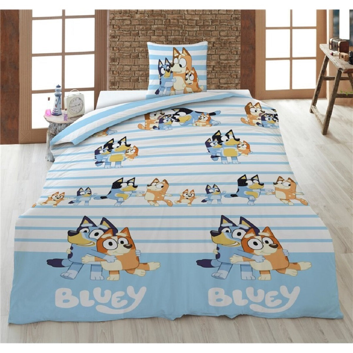Bluey Bettbezug 135x200 cm + Kissen 80x80 cm 100 % Baumwolle
