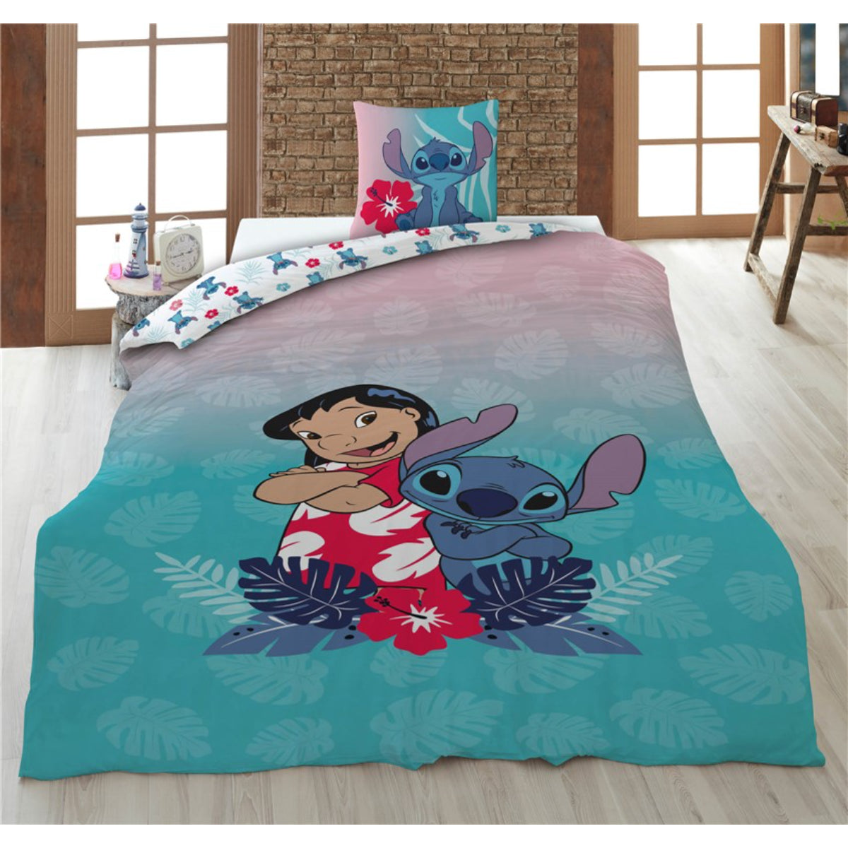 Disney Stitch Bettwäsche Kinder Bettbezug Kissenbezug Schlafzimmerset 140x200 65x65 cm