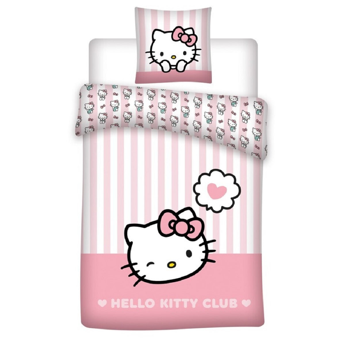 Hello Kitty Bettbezug Set Baumwolle 135x200 cm + Kissen 80x80 cm