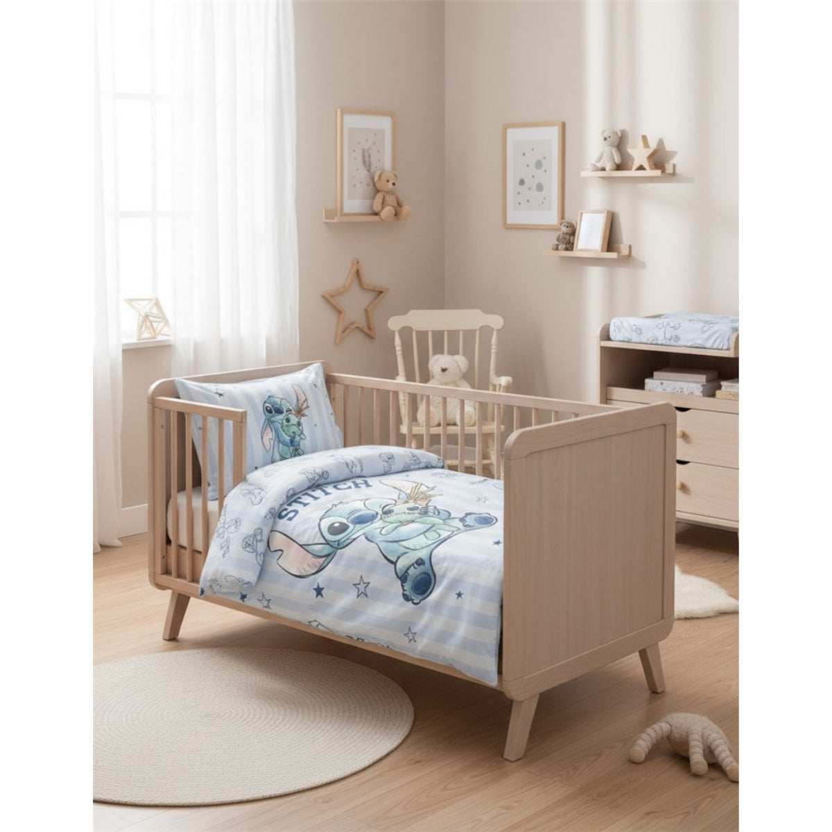 Disney Stitch Baumwolle Kinder Bettwäsche Set 100 × 140 cm mit Kissenbezug 40 × 60 cm für Kinderbett