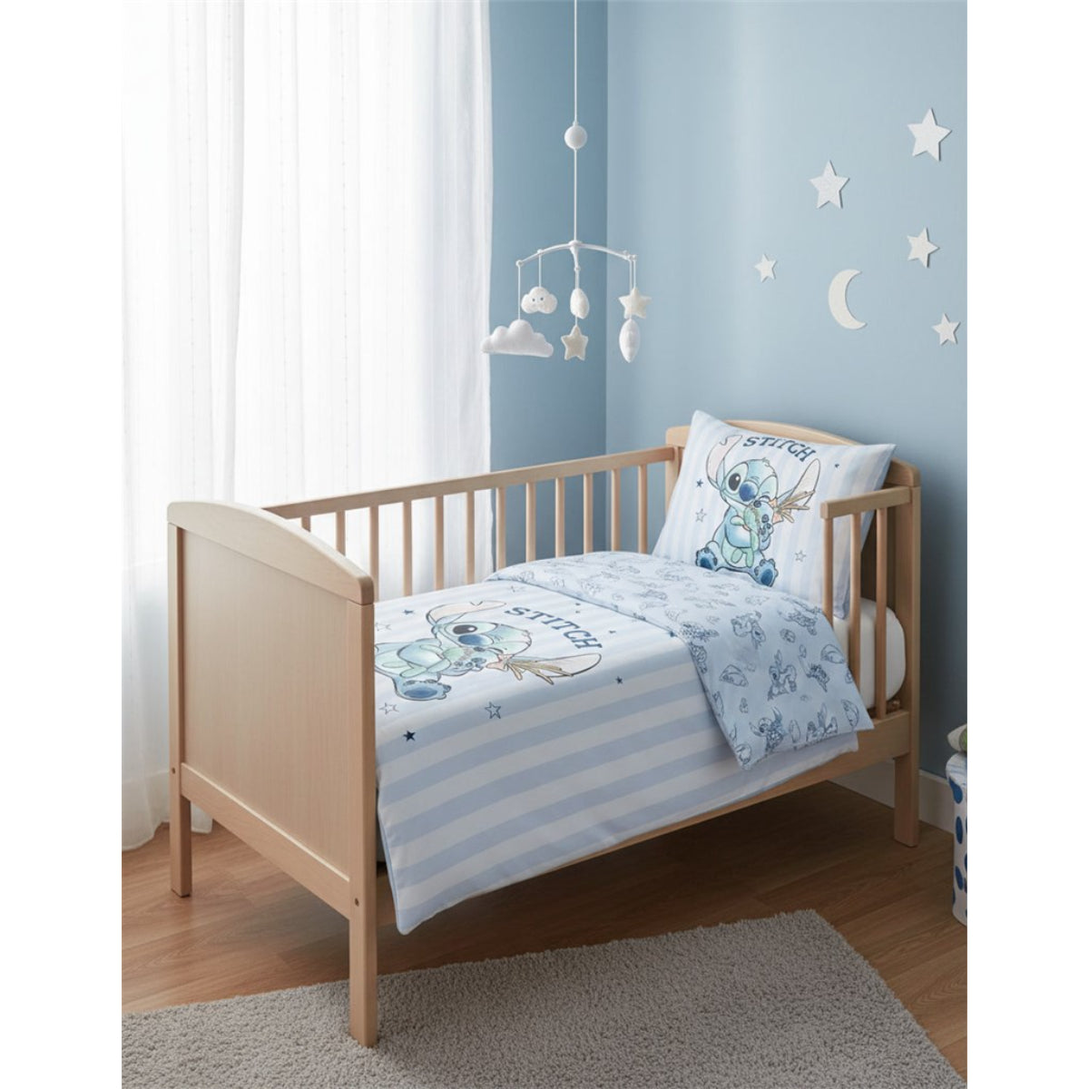 Disney Stitch Baumwolle Kinder Bettwäsche Set 100 × 140 cm mit Kissenbezug 40 × 60 cm für Kinderbett