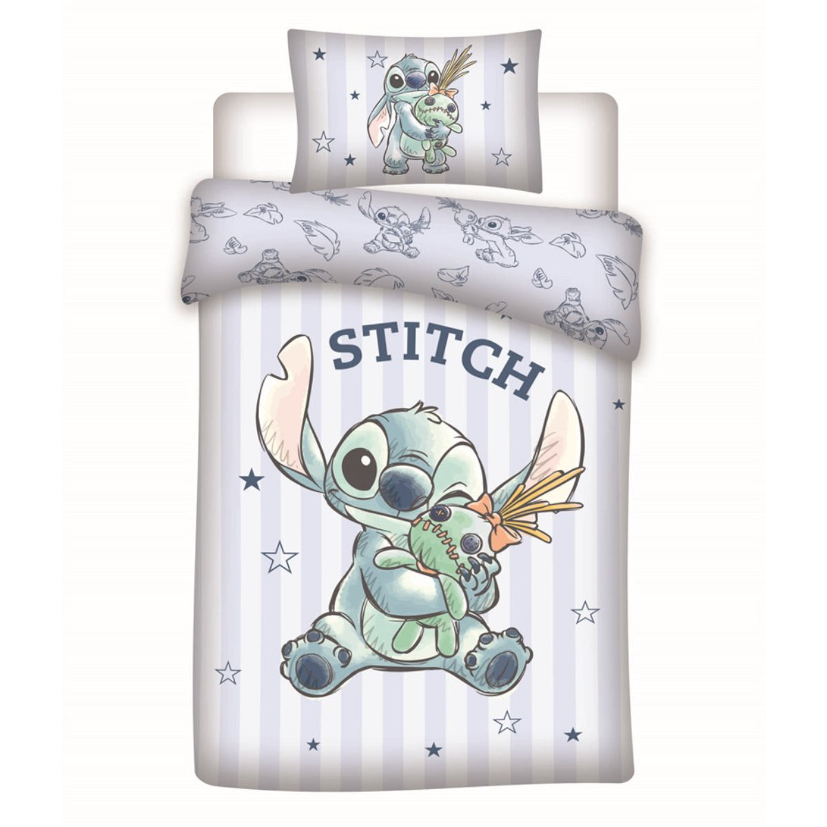 Disney Stitch Baumwolle Kinder Bettwäsche Set 100 × 140 cm mit Kissenbezug 40 × 60 cm für Kinderbett