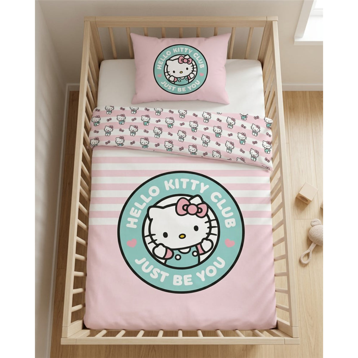 Sanrio Hello Kitty Kinder Bettwäsche Set 100 × 140 cm mit Kissenbezug 40 × 60 cm
