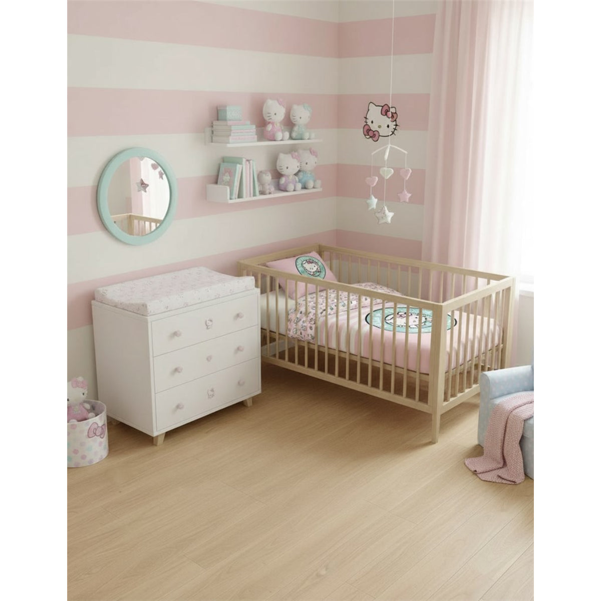 Sanrio Hello Kitty Kinder Bettwäsche Set 100 × 140 cm mit Kissenbezug 40 × 60 cm