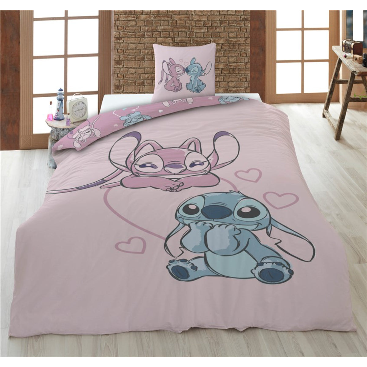 Disney Stitch Bettwäsche Set 140 × 200 cm mit Kissenbezug 65 × 65 cm für Kinderzimmer