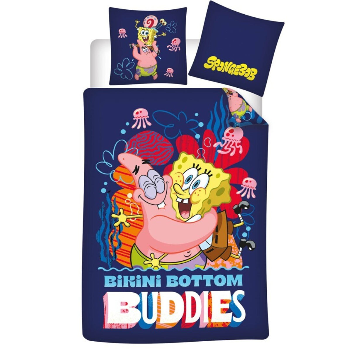 SpongeBob Bettwäsche Set 140 × 200 cm mit Kissenbezug 65 × 65 cm für Kinderzimmer