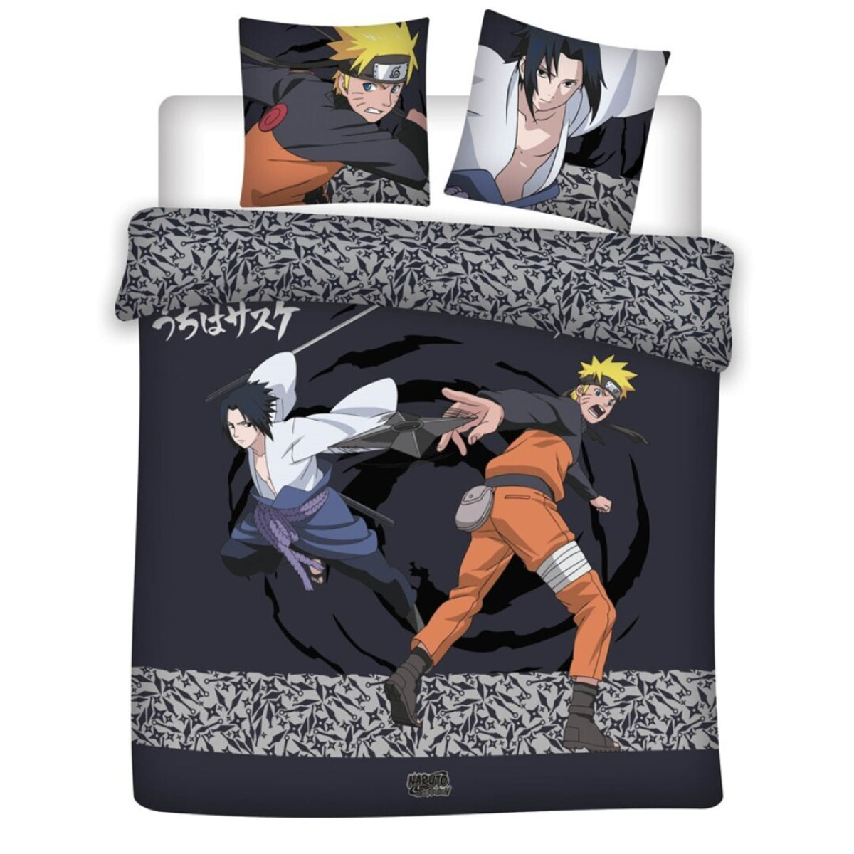 Naruto Bettbezug Set 240 × 220 cm mit 2 Kissenhüllen 65 × 65 cm für große Betten