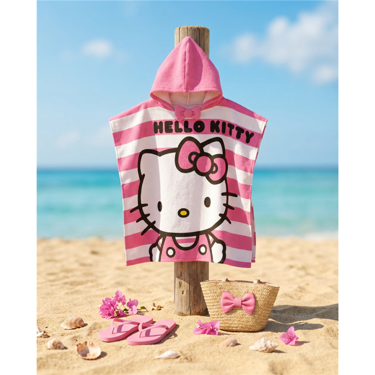 Sanrio Hello Kitty Poncho Kinder 60 × 120 cm leichter Überwurf für Reisen und Freizeit