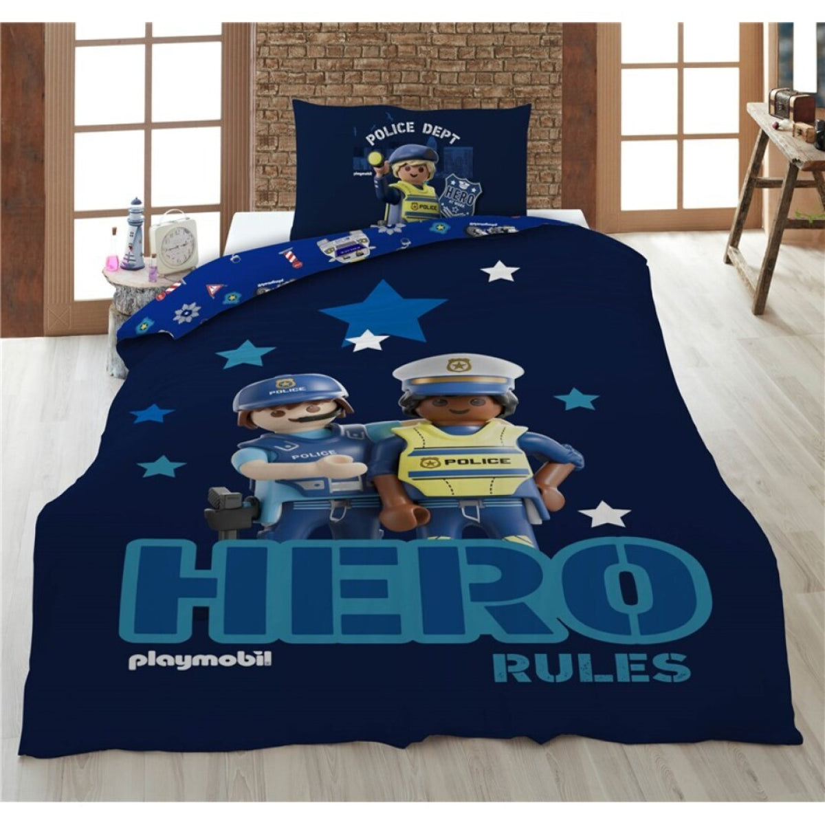 Playmobil Bettwäsche Set 160 × 210 cm mit Kissenbezug 65 × 100 cm für Schlafzimmer