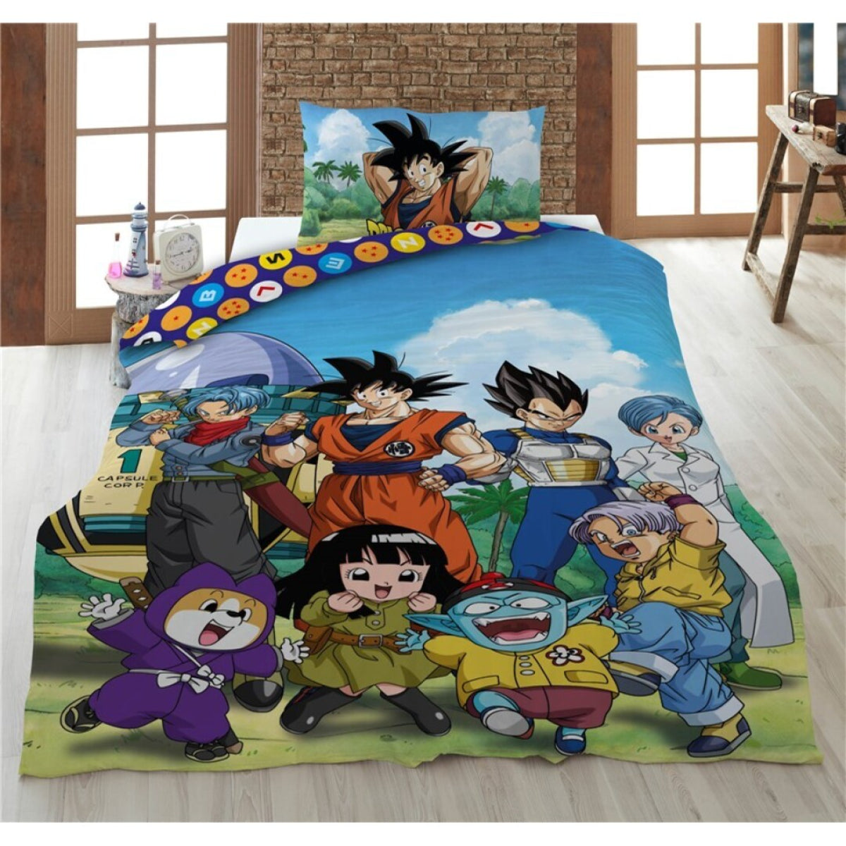 Dragon Ball Z Baumwolle Bettwäsche Set 160 × 210 cm mit Kissenbezug 65 × 100 cm für Schlafzimmer