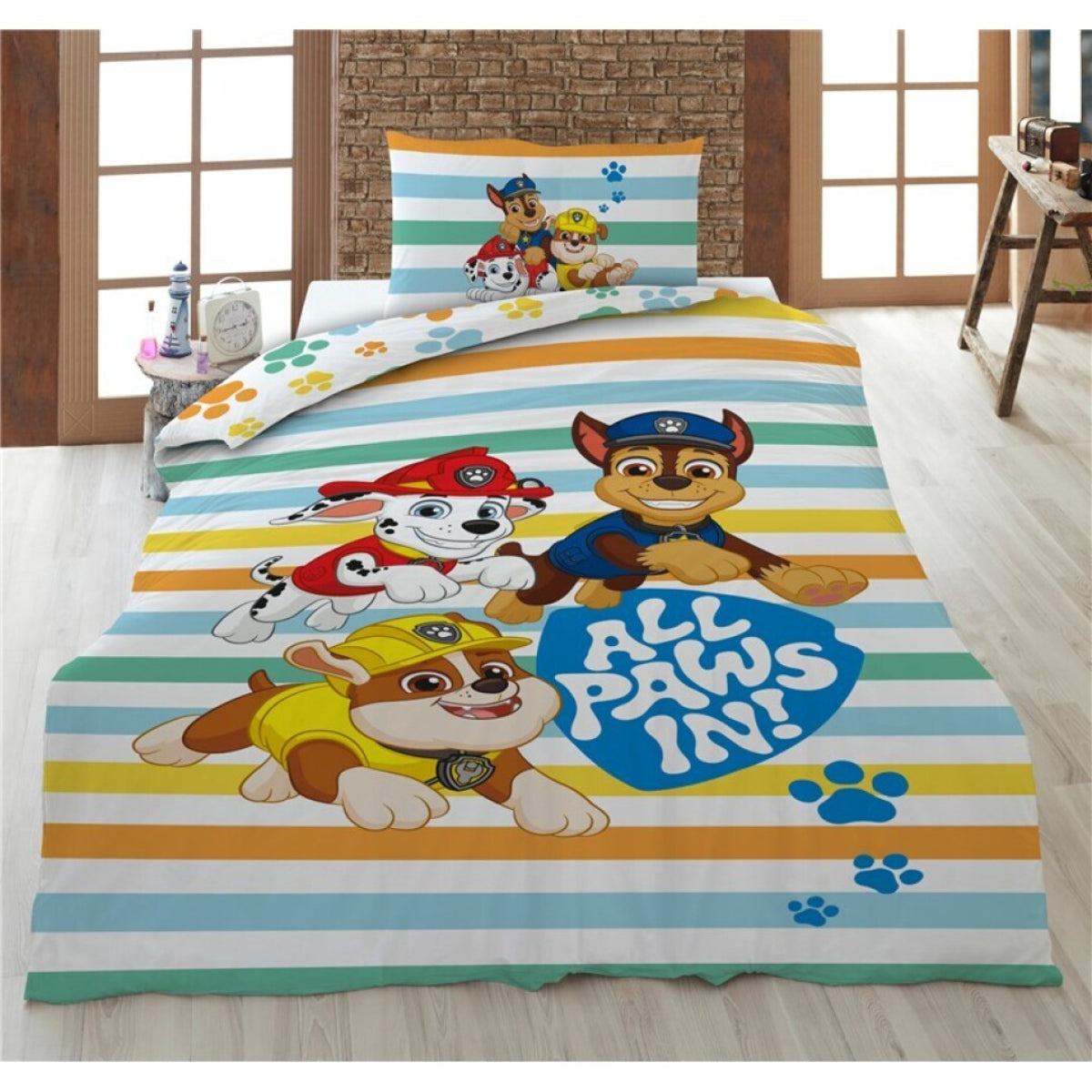 PAW Patrol Bettwäsche Set 160 × 210 cm mit Kissenbezug 65 × 100 cm für Schlafzimmer