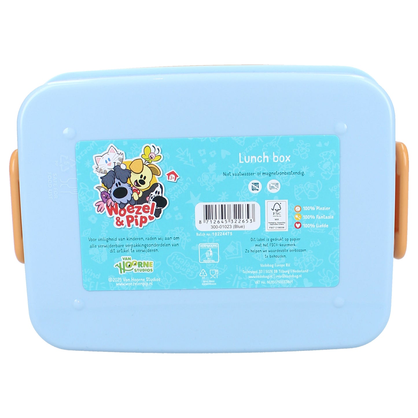 Woezel & Pip Brotdose – Fröhliche Lunchbox in Blau mit Woezel & Pip Aufdruck