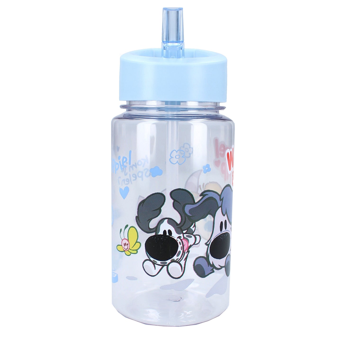 Woezel & Pip Trinkflasche – Ideal für unterwegs, 450ml mit Strohhalm und Griff