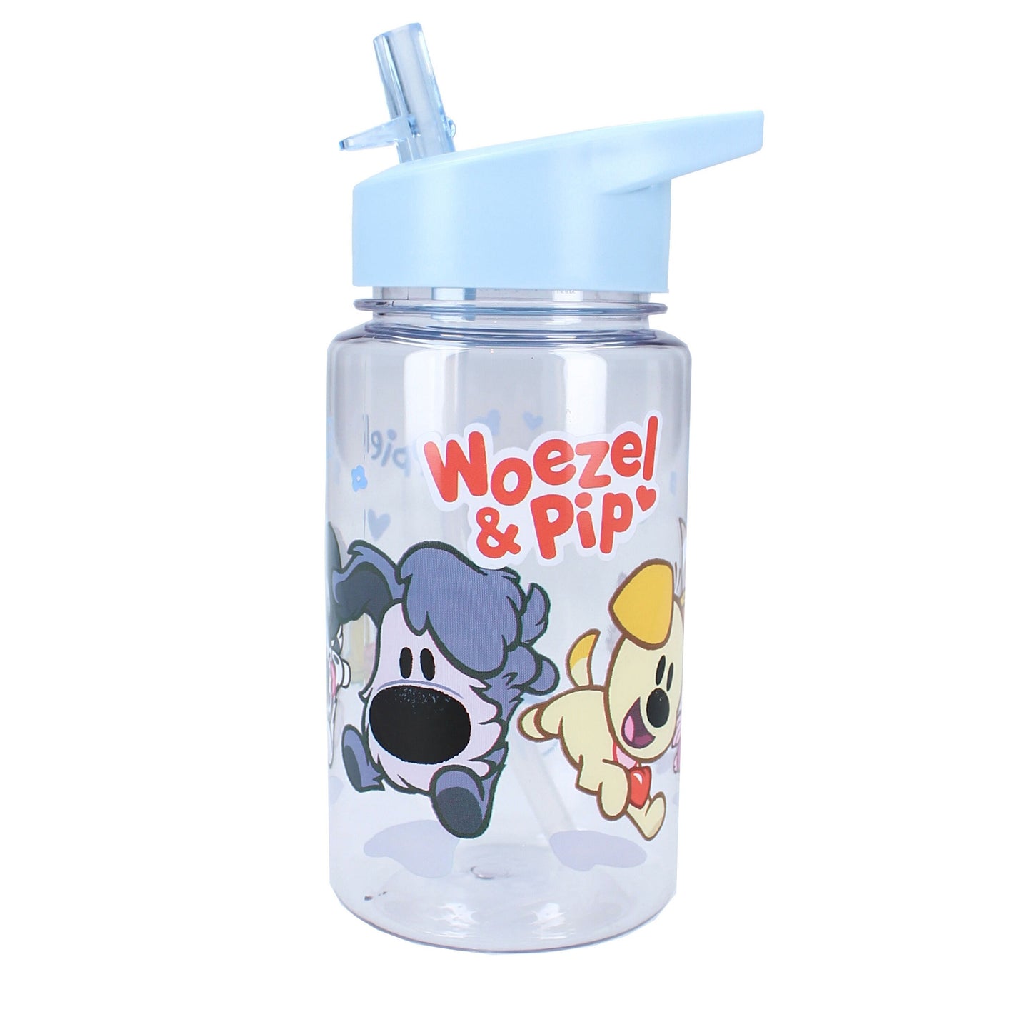 Woezel & Pip Trinkflasche – Ideal für unterwegs, 450ml mit Strohhalm und Griff