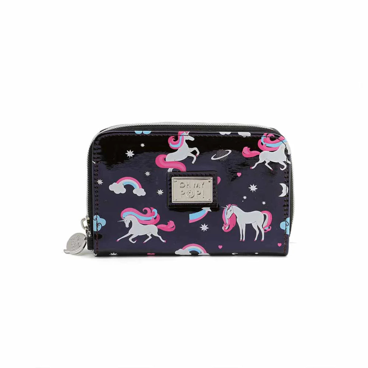 Oh My Pop Unicorn Portemonnaie schwarz mit mehreren Kartenfächern und Reißverschluss Innenfach