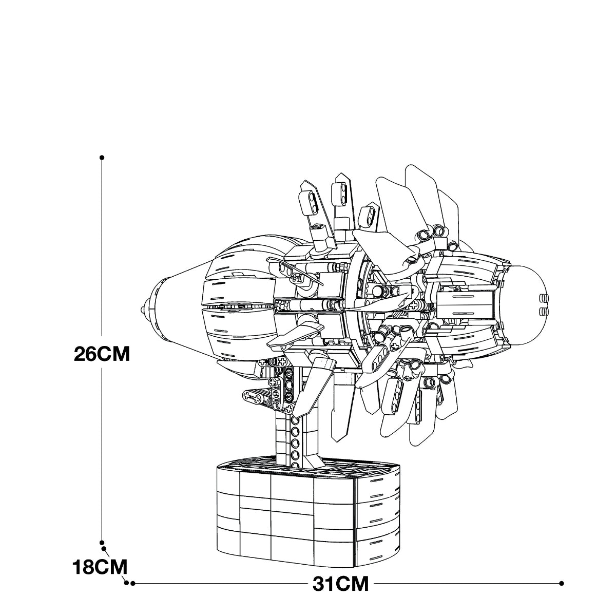 Reobrix 33018 Flugzeugmotor 1351 Teile Klemmbaustein Modell ab 14