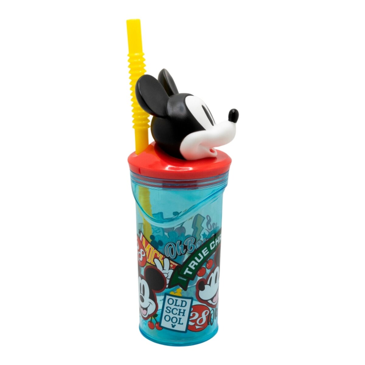 Disney Mickey Mouse Becher 3D Kindertrinkbecher 360 ml mit Strohhalm & Figurdeckel