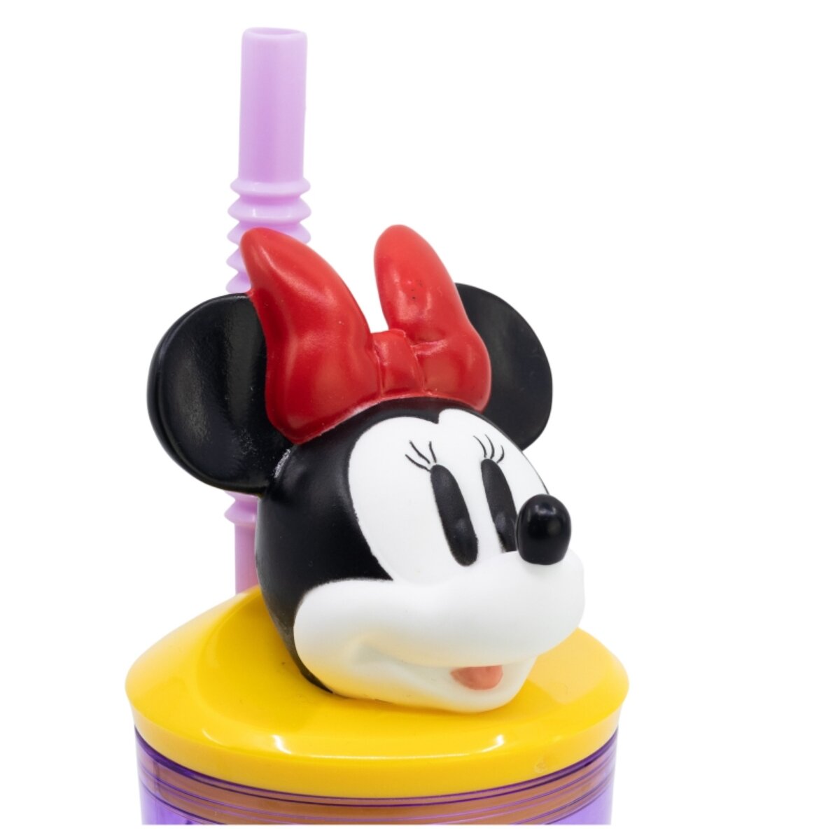 Disney Minnie Mouse Becher 3D Kindertrinkbecher 360 ml mit Strohhalm & Figurdeckel