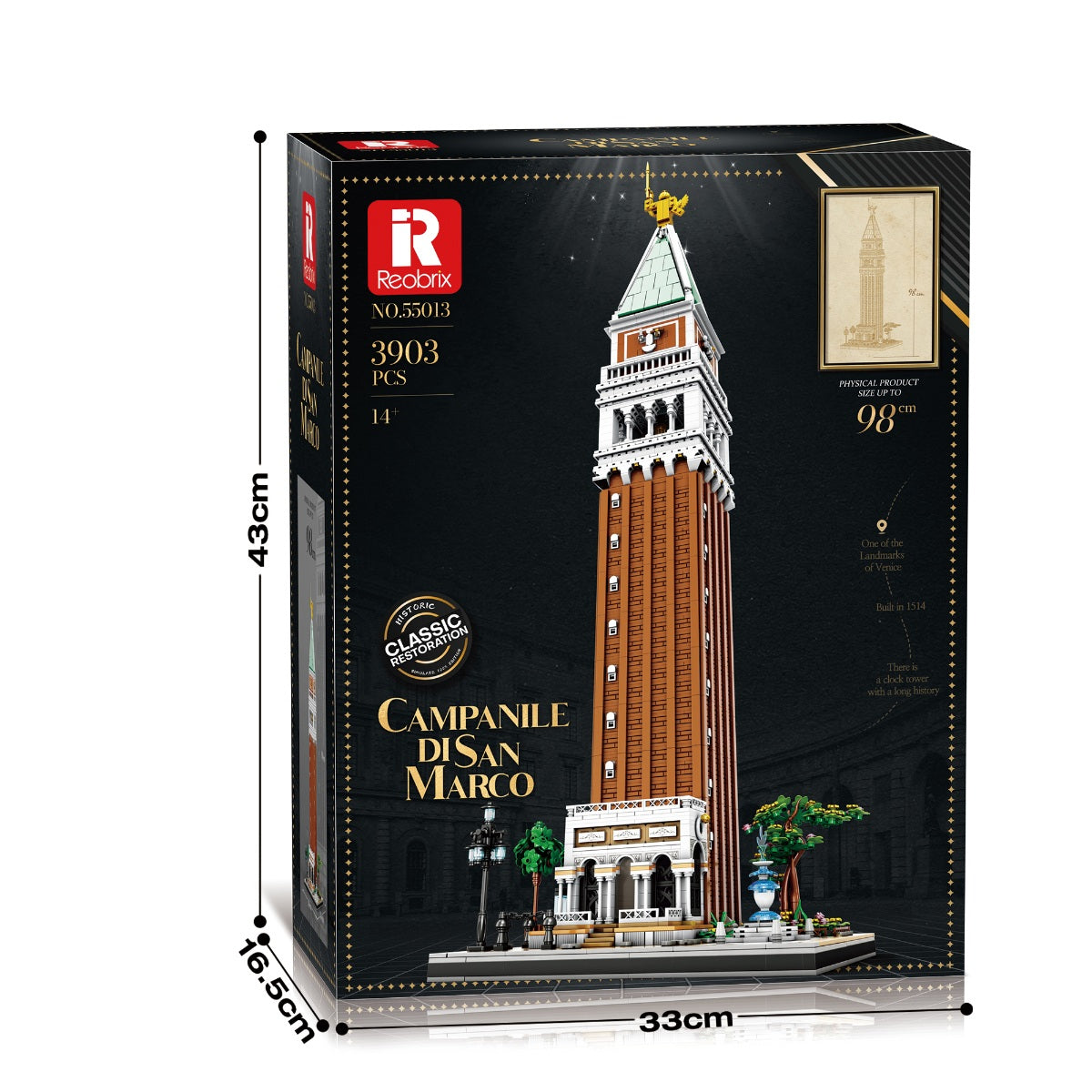 Reobrix 55013 Campanile Turm Klemmbaustein Set 3903 Teile ab 14