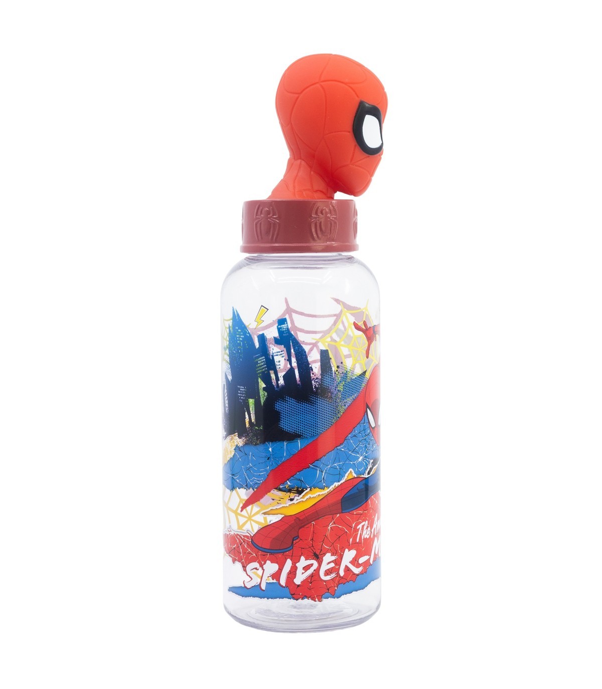 Spider Man Kinder Wasserflasche 560 ml mit integriertem Strohhalm