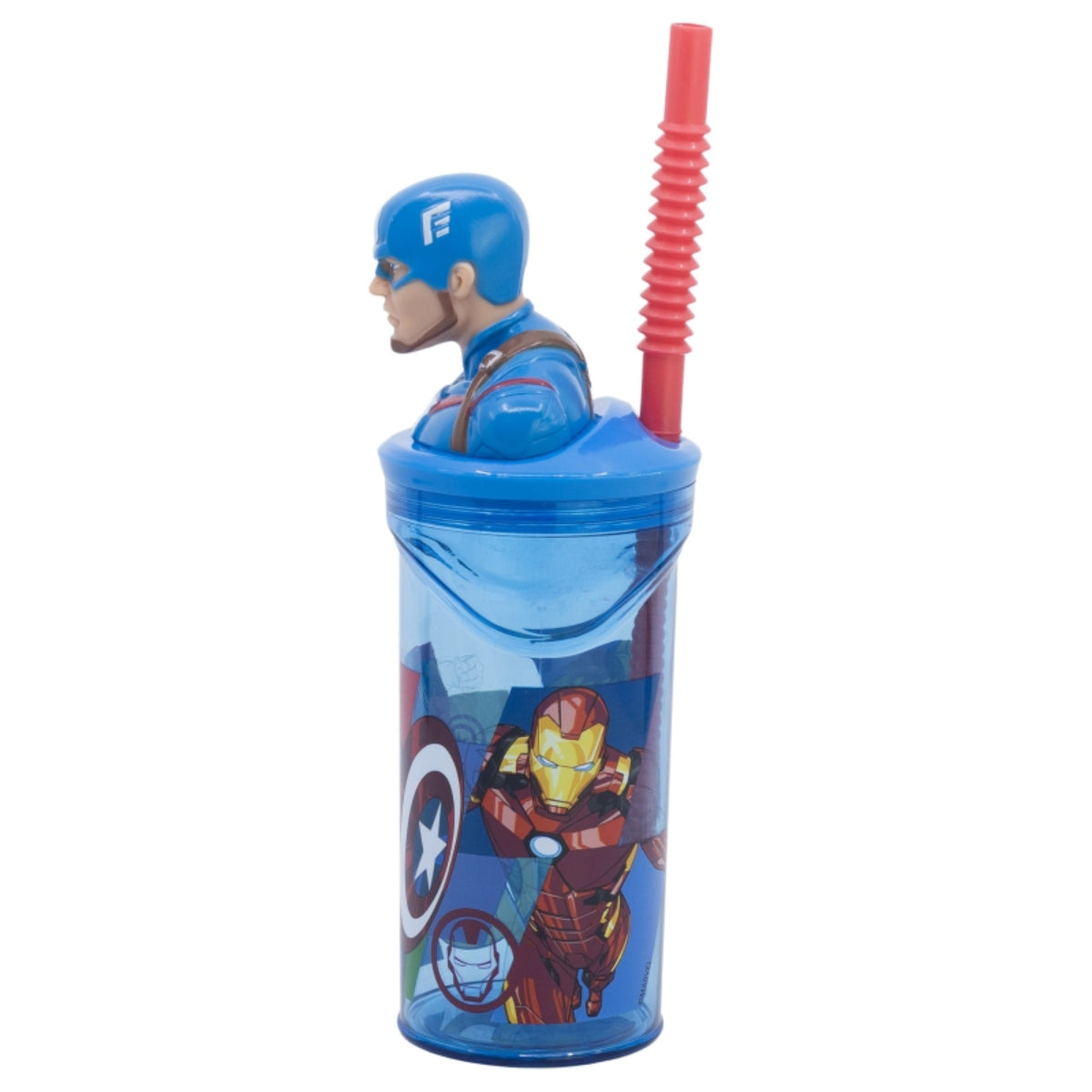 Avengers Captain America Trinkbecher – 3D Kinderbecher & Strohhalm-Tumbler 360 ml