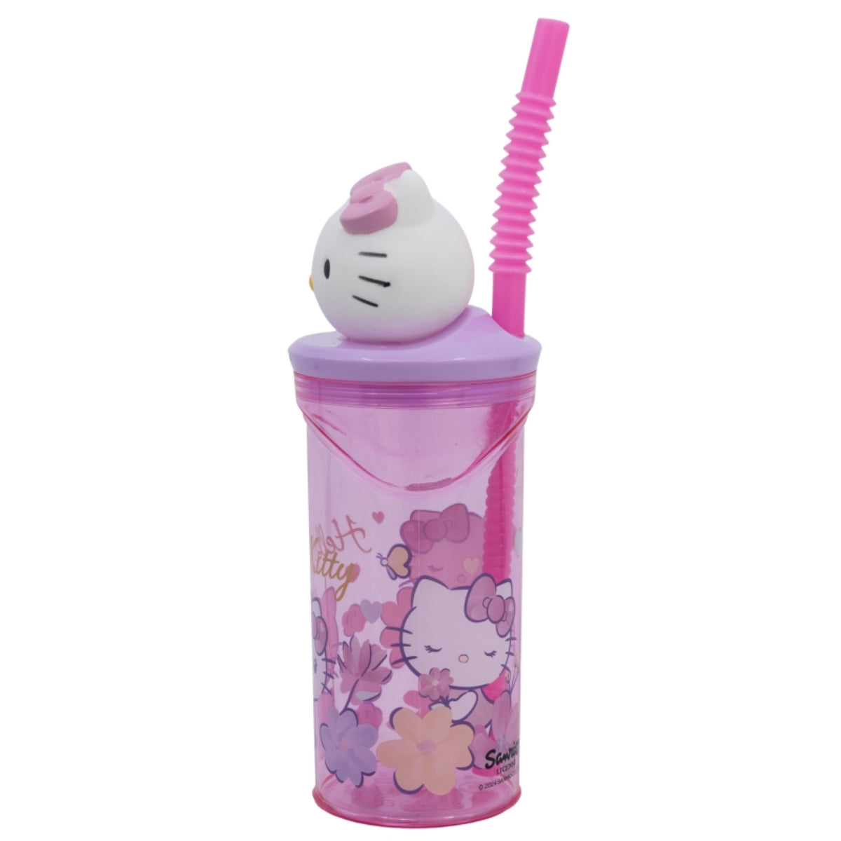 Stor Hello Kitty Trinkbecher – 3D Kinderbecher & Strohhalm-Tumbler 360 ml